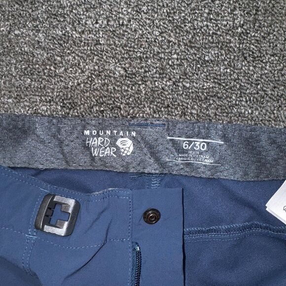 Mountain Hardwear Pants Womens 6/30 Blue Zip-Pockets Hike Walk Belted - Picture 1 of 6
